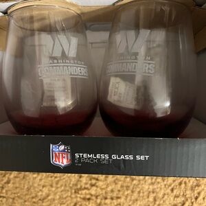 NFL Stemless Glass Set with Washington Commanders Logo. New in box